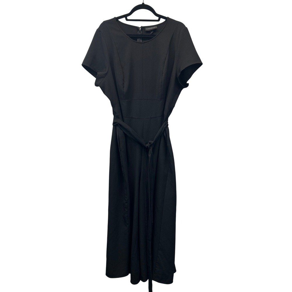 Lane Bryant Jumpsuit Womens 18‎ Black Wide Leg Short Sleeve Flowy Belted